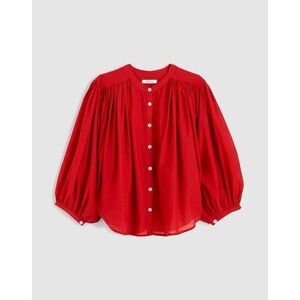 NWT Madewell Balloon Sleeve Top Blouse Lightweight Cotton Blend Cherry Red Sz M